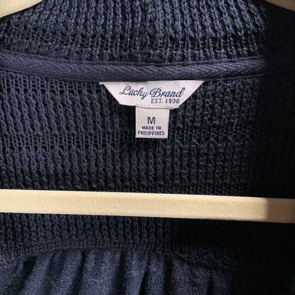 Lucky Brand Cardigan Women's Medium Black Wrap Shawl Casual Office Knit Boho - Picture 4 of 12